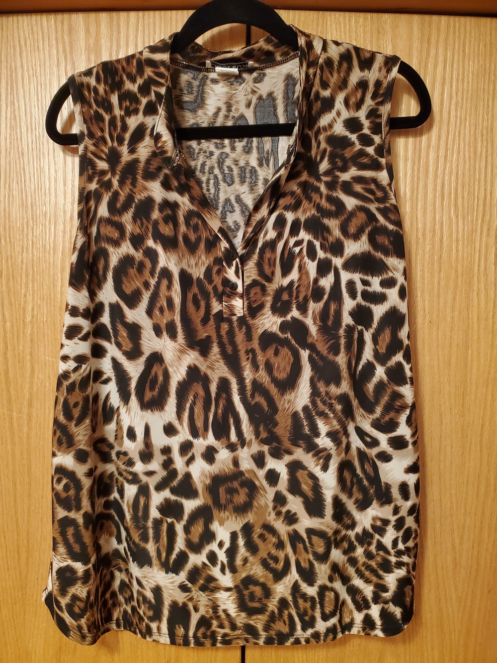 Carol Rose Animal Print Sleeveless V-Neck Blouse - Brown & Black